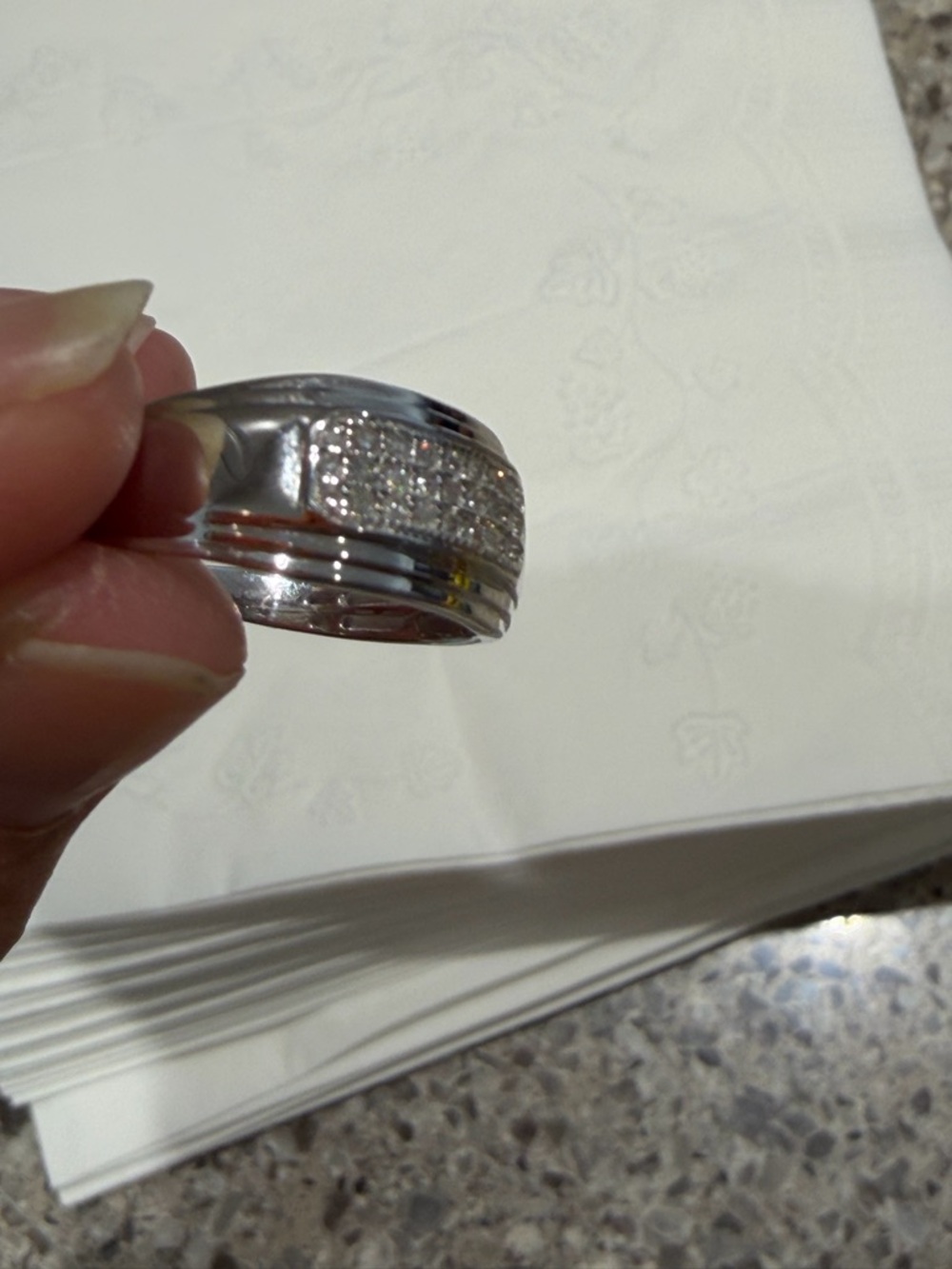 Sterling Silver 1/5 CT Diamond Men's Ring Silver size 10 - Picture 8 of 11